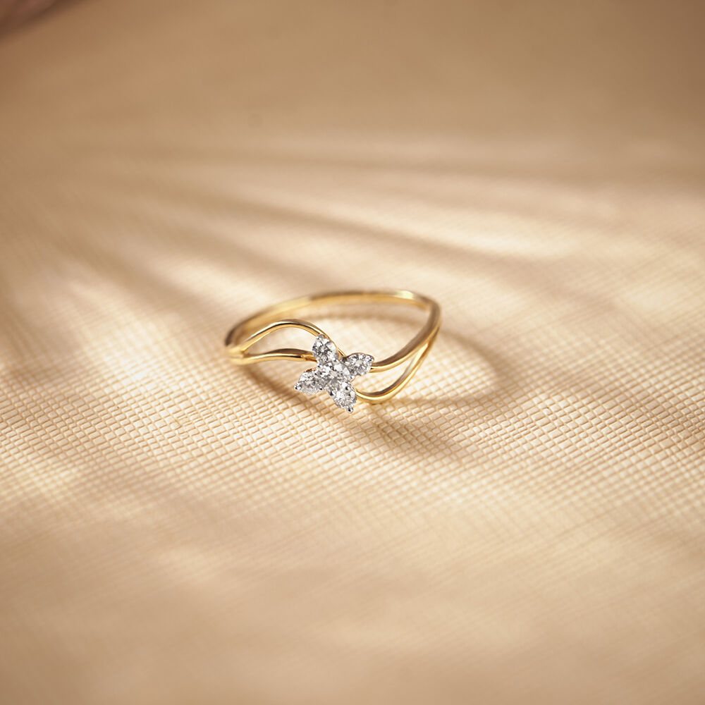 RNH668-18k diamond flower ring, Diamond flower ring, Rose gold ring, D -  Olivacom